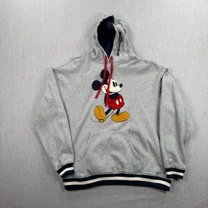 Walt Disney World Mickey Mouse Chenille Patch Hoodie Gray Varsity‎ Large